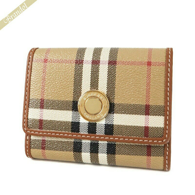 バーバリー BURBERRY 財布 レディース 二つ折り財布 バーバリーチェック スモール フォールディングウォレット ベージュ系×ライトブラウン 8070415 | ブランド