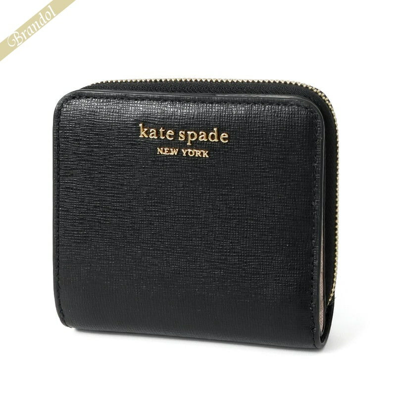 ケイト・スペード ニューヨーク 革二つ折り財布 レディース ケイトスペイド kate spade 財布 レディース 二つ折り財布 MORGAN モーガン ブラック×ライトピンク K8922 001 / BLACK | コンビニ受取 ブランド