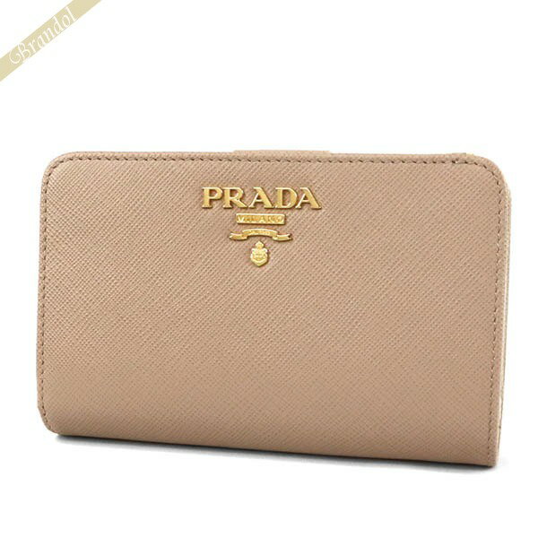 プラダ PRADA 財布 レディース 二つ折り財布 レザー コンパクト財布 ライトベージュ 1ML225 QWA F0236 ブランド