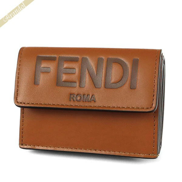 フェンディ 財布（レディース） フェンディ FENDI 財布 レディース・メンズ 三つ折り財布 ロゴ レザー ミニ財布 ブラウン 8M0395 AAYZ F0QVK | ブランド