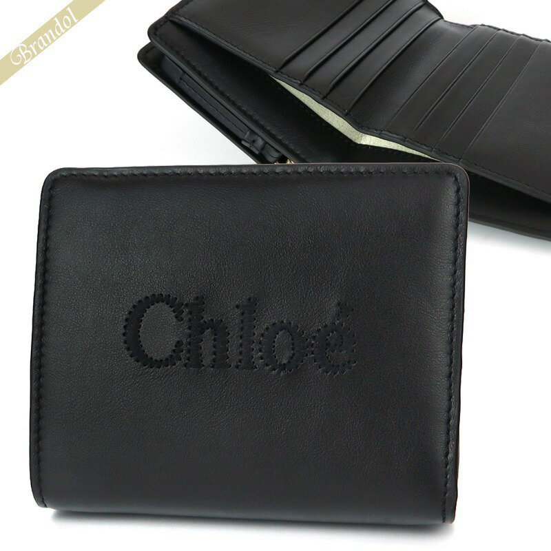 クロエ Chloe 財布 レディース 二つ折り財布 SENSE ロゴ コンパクトウォレット ブラック CHC23SP867 I10 001 | 2023年春夏新作 2023SS ブランド