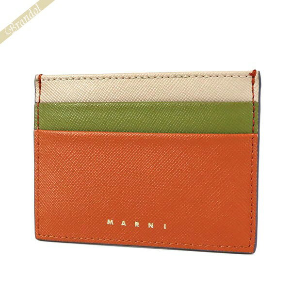 マルニ MARNI レディース・メンズ カードケース レザー マルチカラー クレジットカードケース ベージュ×グリーン系×オレンジ PFMOQ04U12 LV520 Z438B | コンビニ受取 ブランド