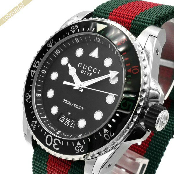 グッチ 腕時計（メンズ） グッチ GUCCI メンズ腕時計 DIVE ダイブ 45mm ブラック×グリーン×レッド YA136209A | ブランド