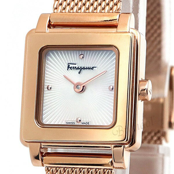 フェラガモ Ferragamo 腕時計 レディース SQUARE スクエア 20mm メッシュベルト ホ...