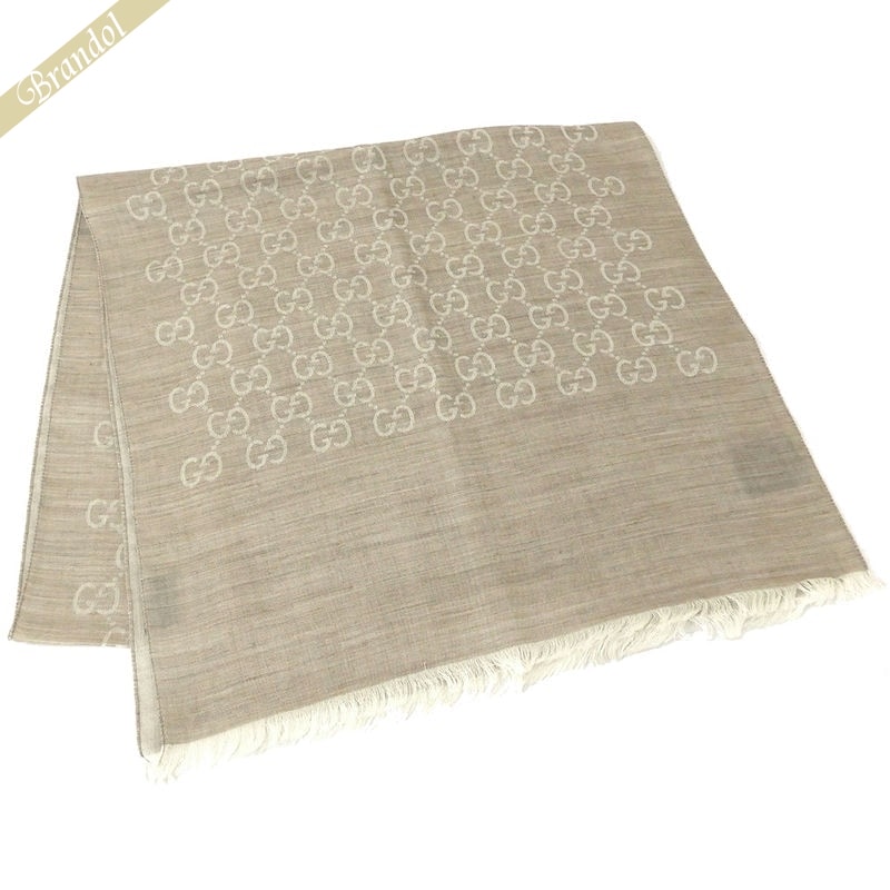 《最大P9倍_1日19:59迄》グッチ GUCCI レディース ストール シルク・ウール GG柄 ショール 薄手 ベージュ 165904 3G646 9500 | コンビニ受取 ブランド
