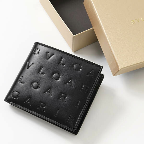 ブルガリ BVLGARI 二つ折り財布 メンズ ブルガリロゴ コンパクトウォレット レザー ブラック 292714 BLK | ブランド