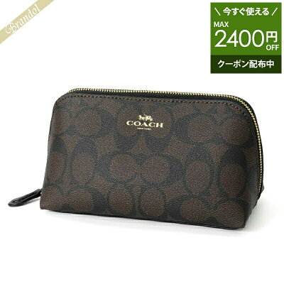 《クーポンで300円OFF_23日24時迄》コーチ COACH ポーチ シグネチャー コスメポーチ ブラウン F53385 IMAA8 | コーチアウトレット コンビニ受取 ブランド