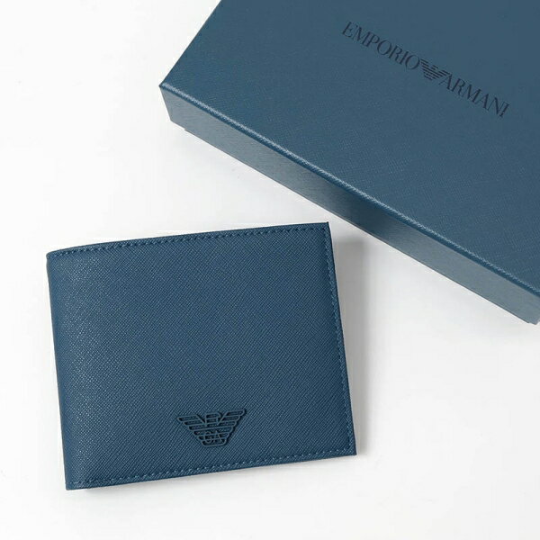 F, H, W - エンポリオアルマーニ EMPORIO ARMANI 二つ折り財布 メンズ カードケース ブルー系 EM002521 AF13666 U9233 | ブランド