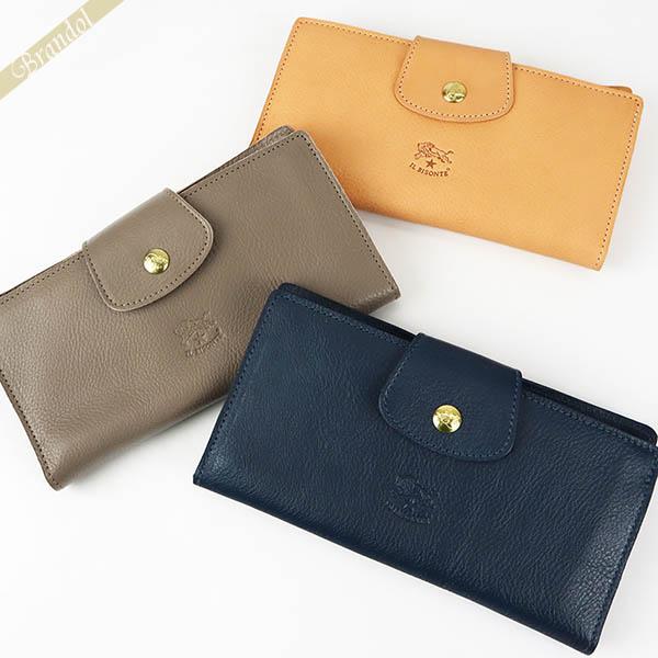 イルビゾンテ IL BISONTE 財布 メンズ レディース 長財布 本革 レザー ［ネイビー/ヌメ/グレージュ］ SCW092 PV0005 NA106B | コンビニ受取 ブランド