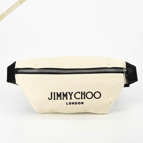 樂天商城 - ジミーチュウ JIMMY CHOO ボディバッグ レディース メンズ キャンバス ウェストバッグ ナチュラル×ブラック FINSLEY CZM 0209 | 2023年秋冬新作 2023AW ブランド
