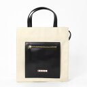 《最大5500円クーポン配布中_5/14 11:59迄》マルニ MARNI レディース トートバッグ コットン 縦型トート ブラック×ホワイト SHMP0068...