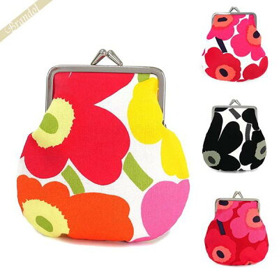マリメッコ marimekko 財布 レディース 小銭入れ ウニッコ Unikko 花柄 がま口 コインケース ホワイト×レッド系 020310 001 | 無料メール便 ブランド
