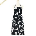 マリメッコ marimekko エプロン ウニッコ Unikko フラワー 花柄 ホワイト×ブラック 064161 190 | コンビニ受取 ブランド【ポイント...