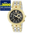 ヴェルサーチェ VERSACE 腕時計 メンズ Vレース デュアルタイム 46mm ブラック×ゴールド×シルバー VEBV00519 | ブランド【最大3000...
