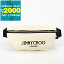 ジミーチュウ JIMMY CHOO ボディバッグ レディース メンズ キャンバス ウェストバッグ ナチュラル×ブラック FINSLEY CZM 0209 | 2023年秋冬新作 2023AW ブランド【最大2000円クーポン7/17 23:59迄】