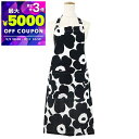 マリメッコ marimekko エプロン ウニッコ Unikko フラワー 花柄 ホワイト×ブラック 064161 190 | コンビニ受取 ブランド【最大5000円クーポン&P3倍_9/11 10:59迄】