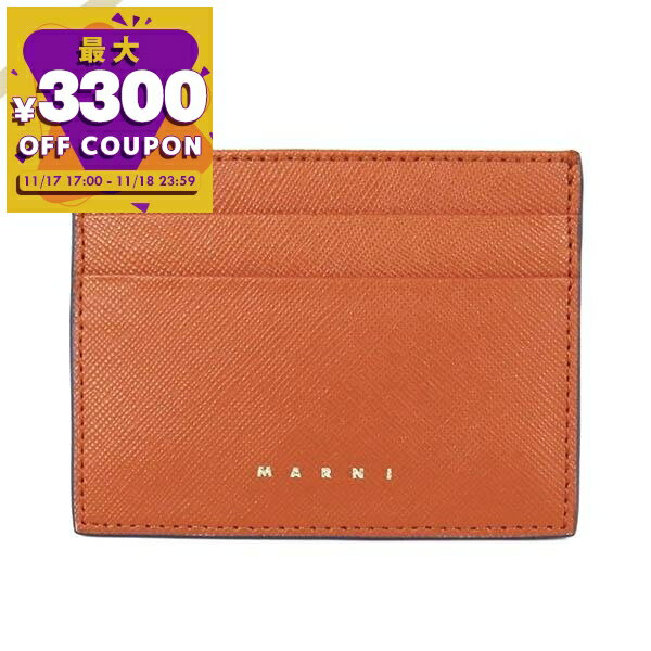 マルニ MARNI カードケース レディース メンズ レザー シンプル クレジットカードケース オレンジ PFMO..