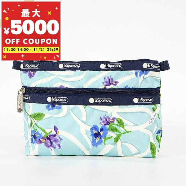 レスポートサック LeSportsac ポーチ COSMETIC CLUTCH 花柄 ライトブルー系 7105 G823 | コンビニ受取 ブランド【最大5000円クーポン 11/21 23:59迄】