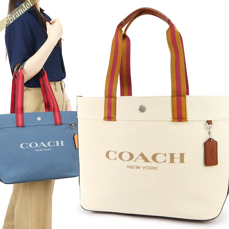 トライベッカ コーチ COACH レディース トートバッグ ロゴ ミディアムトート ［ブルー/ナチュラル］ CJ607 | コンビニ受取 ブランド