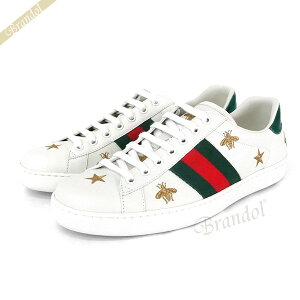 《2400円OFFクーポン対象_3日23:59迄》グッチ GUCCI メンズ スニーカー Ace エース エンブロイダリー ビー スニーカー ［26.0cm/26.5cm/27.0cm/27.5cm/28.0cm/28.5cm］ ホワイト×グリーン×レッド 386750 A38F0 9073 | ブランド