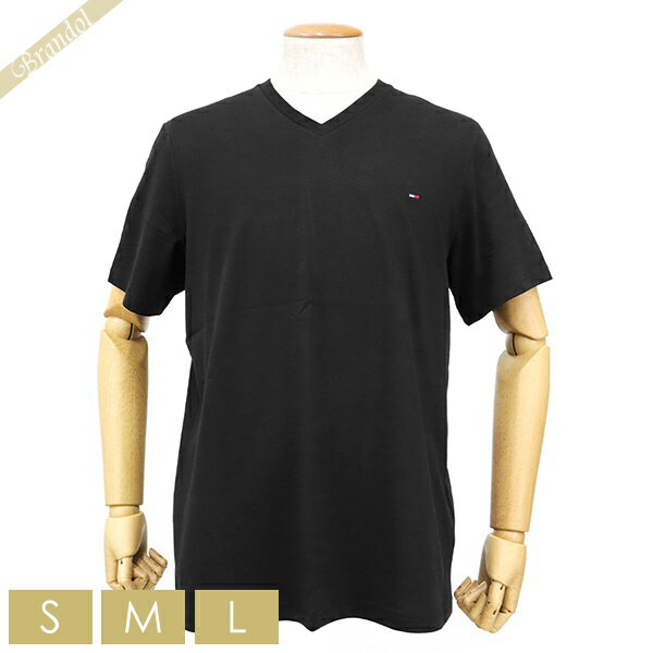 トミーヒルフィガー TOMMY HILFIGER メンズ Tシャツ コア フラッグ Vネック ［Sサイズ/Mサイズ/Lサイズ］ ブラック 09T3140 100 BLACK | コンビニ受取 ブランド