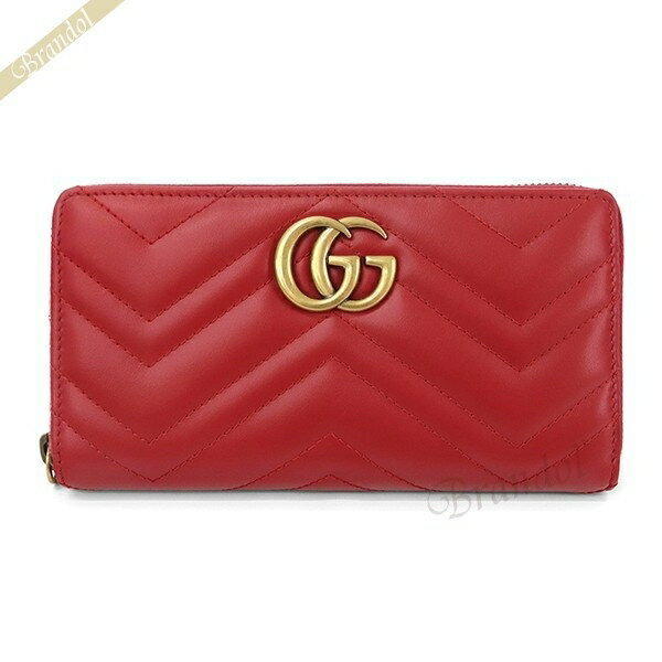 gucci///////////////\' - 〈訳あり・押し跡あり〉GUCCI グッチ ラウンドファスナー長財布 GG マーモント レザー レッド 443123 DTD1T 6433【最大4000円クーポン 6/26 1:59迄】