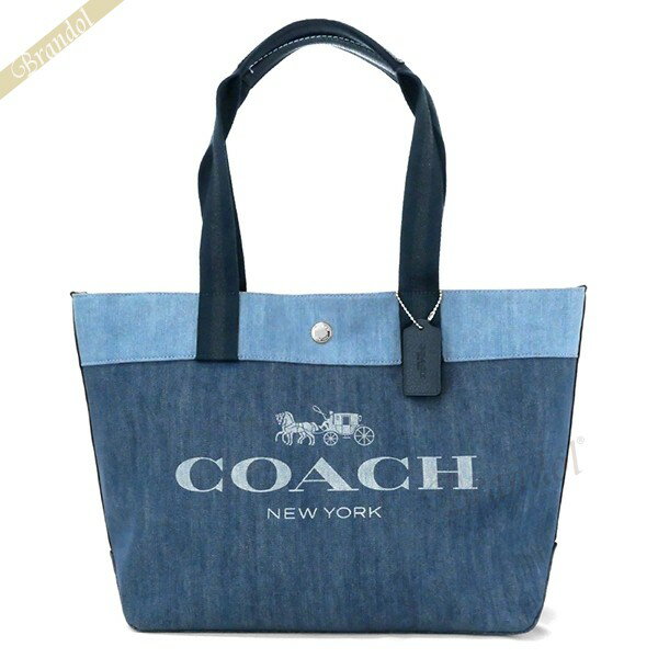 トートバッグ 《クーポン配布中_18日23:59迄》コーチ トートバッグ COACH レディース ロゴ デニムトート ブルー×ライトブルー 91131 SV/DE | ブランド