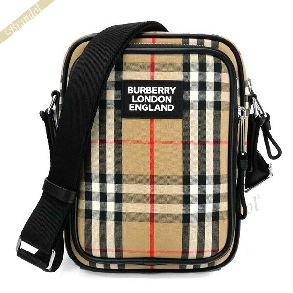 バーバリー ショルダーバッグ BURBERRY メンズ ヴィンテージチェック 縦型 クロスボティ ベージュ系×ブラック 8023381 | ブランド