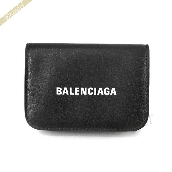 バレンシアガ 財布（レディース） 《最大3000円クーポン_29日11:59迄》〈訳あり〉BALENCIAGA バレンシアガ 三つ折り財布 ロゴ キャッシュ ミニウォレット ブラック 593813 1I313 1090