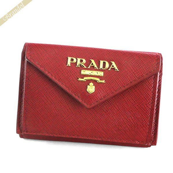 《最大1500円クーポン_30日23:59迄》プラダ 三つ折り財布 PRADA レディース レザー ミニ財布 レッド 1MH021 QWA F068Z 【2019年秋冬新作】 | ブランド