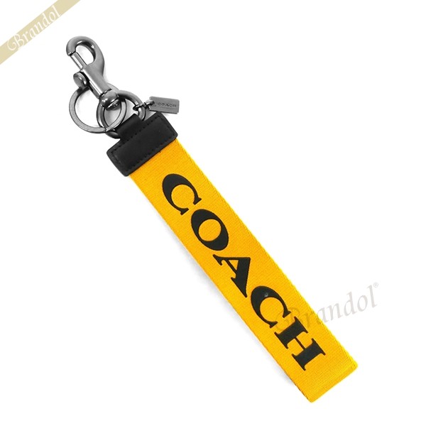 コーチ キーホルダー（レディース） 《クーポン配布中_23日13:59迄》〈大特価セール〉コーチ キーリング COACH レディース ロゴ ストラップタイプ キーホルダー イエロー F84833 BAN | ブランド