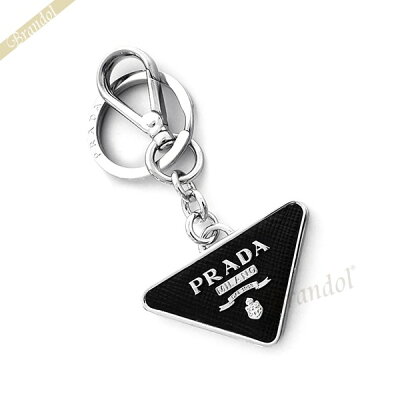 《P5倍&最大5000円クーポン_11日23:59迄》プラダ キーリング PRADA メンズ 三角ロゴ メタル キーホルダー ブラック 2PP080 053 F0002 | ブランド