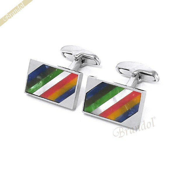 《最大3000円クーポン_11日23:59迄》ポールスミス カフスボタン Paul Smith メンズ スクエア マルチストライプ シルバー×マルチカラー M1A CUFF ADSTRP 97 | ブランド