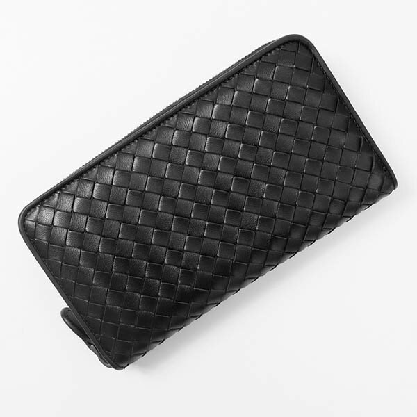 《最大2500円クーポン 2/28 23:59迄》ボッテガヴェネタ ラウンドファスナー長財布 BOTTEGA VENETA ラムレザー イントレチャート 革編み 札入れ ブラック 275064 V3UN1 1275 メンズ レディース | ブランド