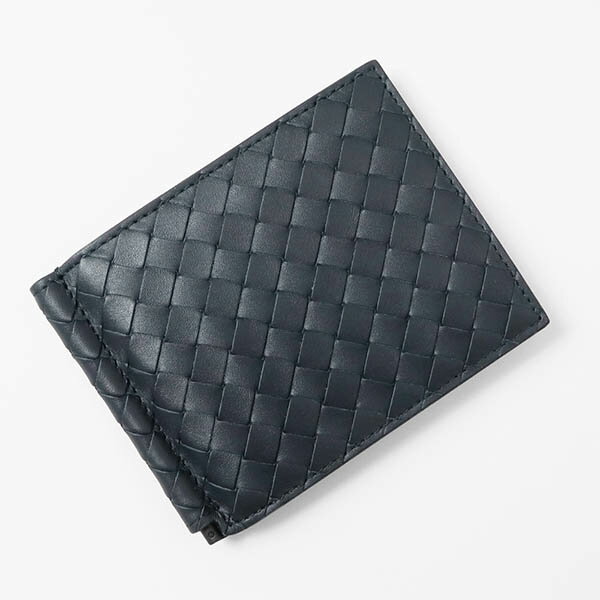 ボッテガヴェネタ 二つ折り財布 BOTTEGA VENETA イントレチャート 革編み マネークリップ付 ネイビー 123180 V47W1 8974 メンズ レディース | ブランド
