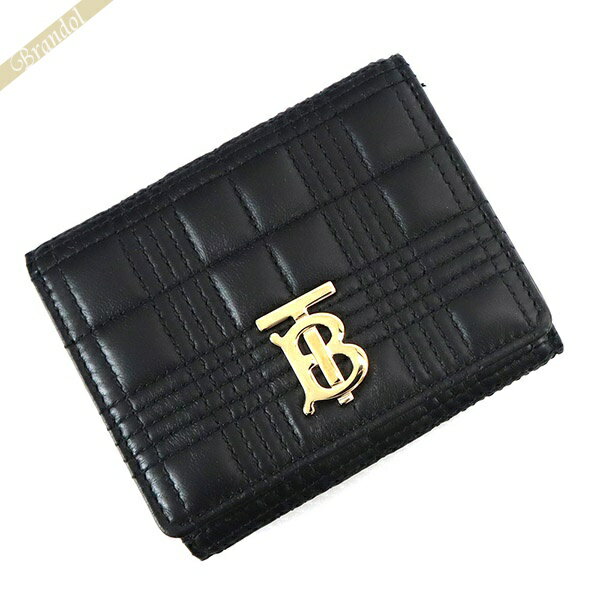 バーバリー 財布（レディース） バーバリー 三つ折り財布 BURBERRY レディース TBロゴ キルティング レザー ブラック 8049280 | ブランド