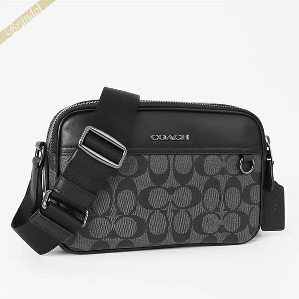 ショルダーバッグ COACH コーチ ショルダーバッグ シグネチャー 横型 カメラバッグ ブラック系 C4149 QBMI5