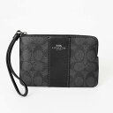 コーチ ポーチ COACH シグネチャー キャンバス コーナー ジップ リストレット ブラック系 CW854 QBMI5 レディース | ブランド