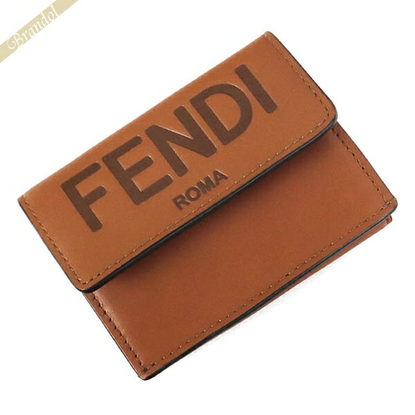 〈大特価セール〉フェンディ 三つ折り財布 FENDI レディース メンズ ロゴ レザー ブラウン 8M0395 AAYZ F0QVK | ブランド