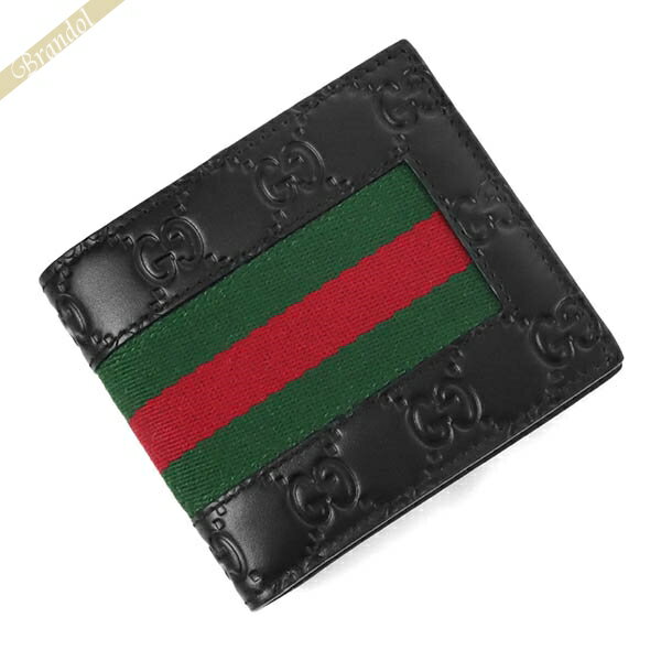 グッチ 二つ折り財布（メンズ） 《最大3000円クーポン_29日11:59迄》グッチ 二つ折り財布 GUCCI 財布 メンズ ウェブライン 札入れ ブラック 408827 CWCLN 1060 | ブランド