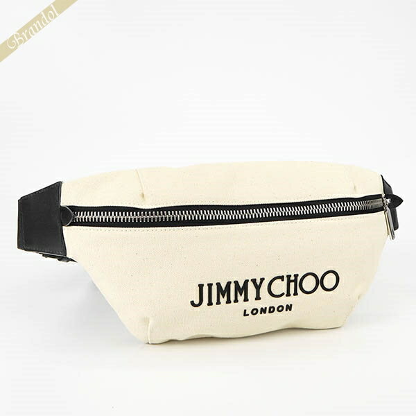 ジミーチュウ ボディバッグ JIMMY CHOO キャンバス ウェストバッグ ナチュラル×ブラック メンズ・レディース FINSLEY CZM 0209 | ブランド
