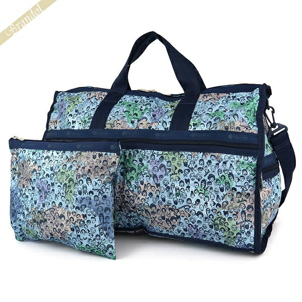 《ポイント最大10倍_20日23:59迄》レスポートサック ボストンバッグ LeSportsac レディース LARGE WEEKENDER フェイス柄 ブルー 7185 E202 ブランド