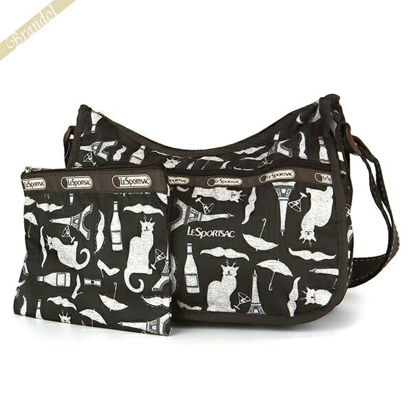 《ポイント10倍_25日17:59迄》レスポートサック ショルダーバッグ LeSportsac レディース CLASSIC HOBO クラシックホーボー エッフェル塔 ネコ柄 ブラック系 7520 D536 | ブランドのサムネイル