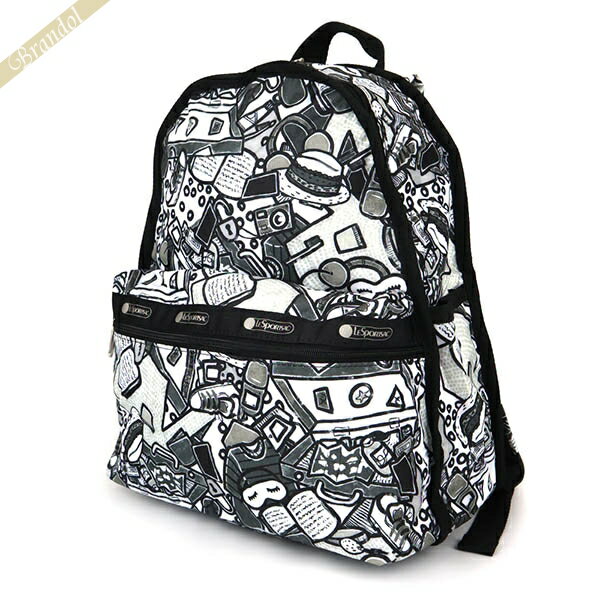 《クーポン配布中_18日23:59迄》レスポートサック リュックサック レディース LeSportsac BASIC BACKPACK トラベルグッズ柄 グレー系 7812 E200 | ブランド