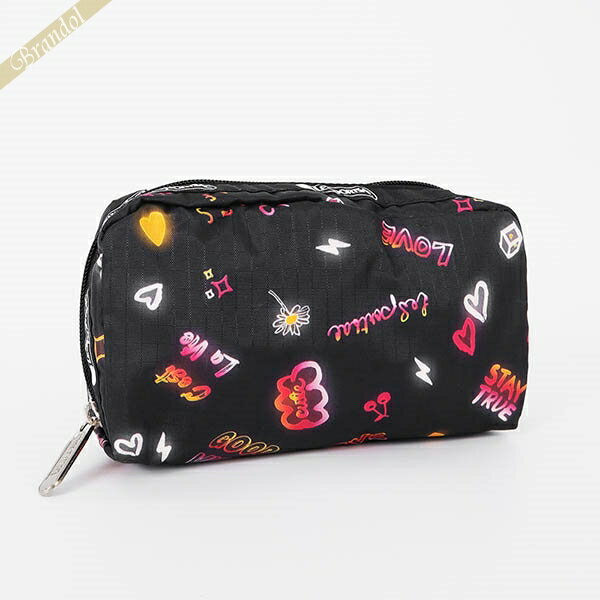 レスポートサック ポーチ LeSportsac RECTANGULAR COSMETIC ネオン風 キュート柄 ブラック系 レディース 6511 E481| メール便送料無料 | ブランド