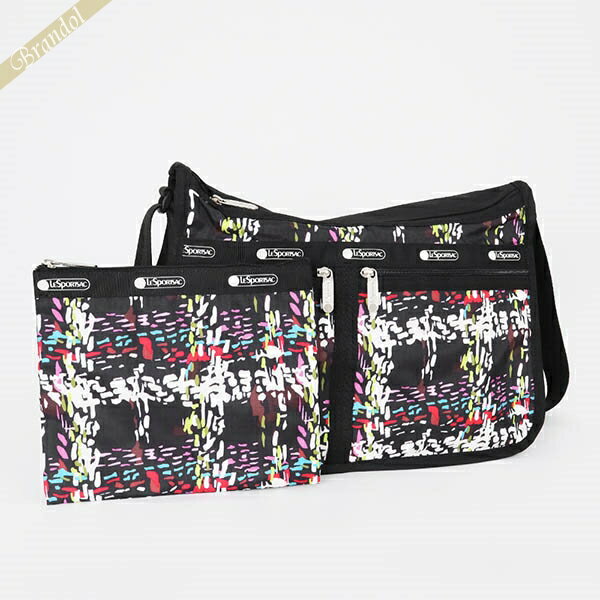 《クーポン配布中_18日23:59迄》レスポートサック ショルダーバッグLeSportsac DELUXE EVERYDAY BAG チェック柄風 ブラック系マルチカラー 7507 E474 | ブランド