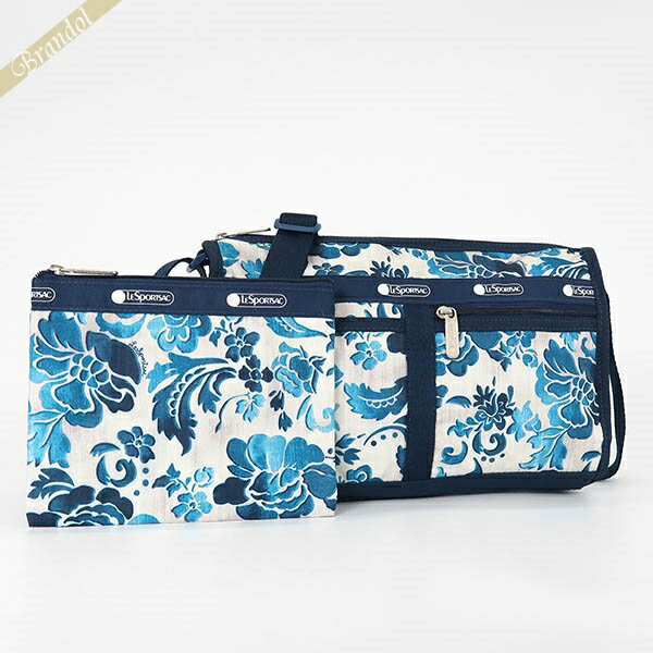 ショルダーバッグ レスポートサック ショルダーバッグ LeSportsac DELUXE SHOULDER SATCHEL 花柄 ブルー×ホワイト系 レディース 7519 E478