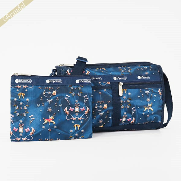 ショルダーバッグ 《最大3000円クーポン_29日11:59迄》レスポートサック ショルダーバッグ LeSportsac DELUXE SHOULDER SATCHEL カルーセル柄 ブルー レディース 7519 E480