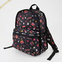 LeSportsac レスポートサック リュックサック BASIC BACKPACK ネオン風 キュート柄 ブラック系 7812 E481