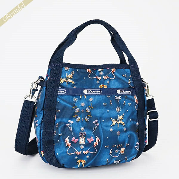 《クーポン配布中_18日23:59迄》LeSportsac レスポートサック ショルダーバッグ SMALL JENNI 2way ミニトートバッグ カルーセル柄 ブルー 8056 E480